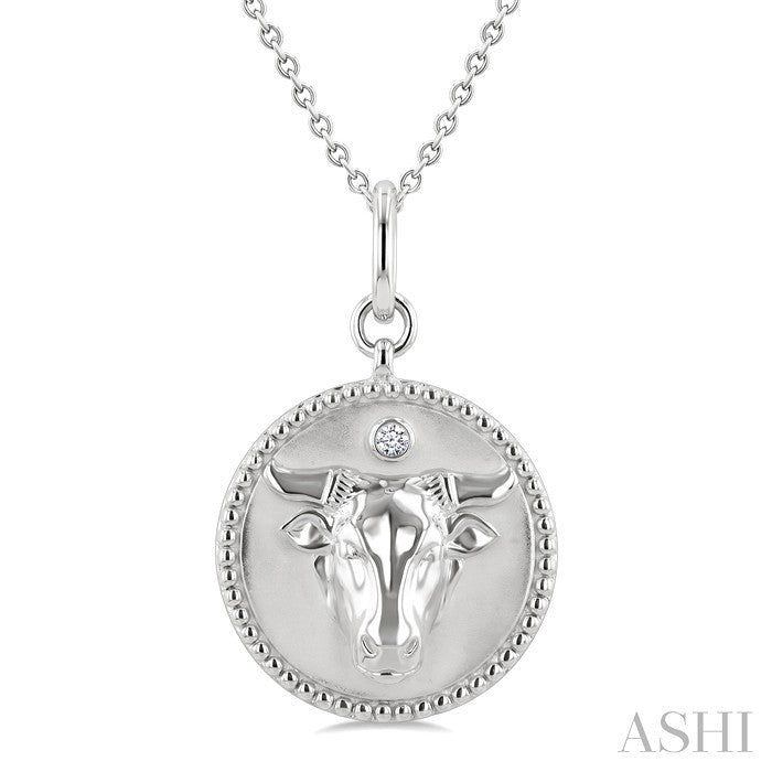 Silver Taurus Zodiac Medallion Pendant