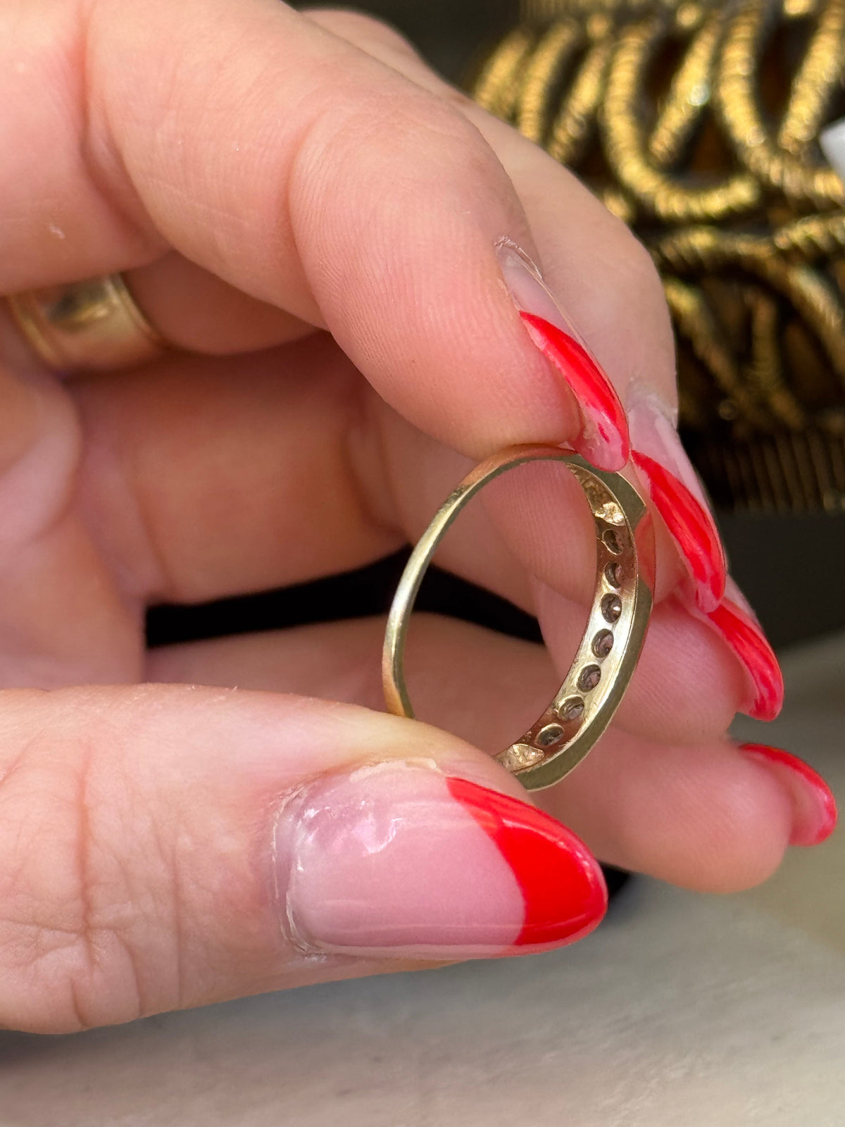 Vintage 14k Yellow Gold & Diamond Half-Eternity Stacking Band