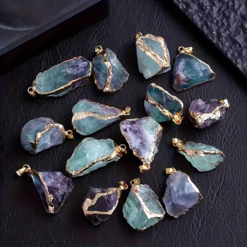 Natural Rainbow Fluorite Pendants