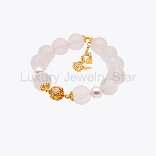 Blossoming Rose Quartz Kitsune Charm Crystal Bracelet (Pure Visage 2.0 Rose Quartz - image 2
