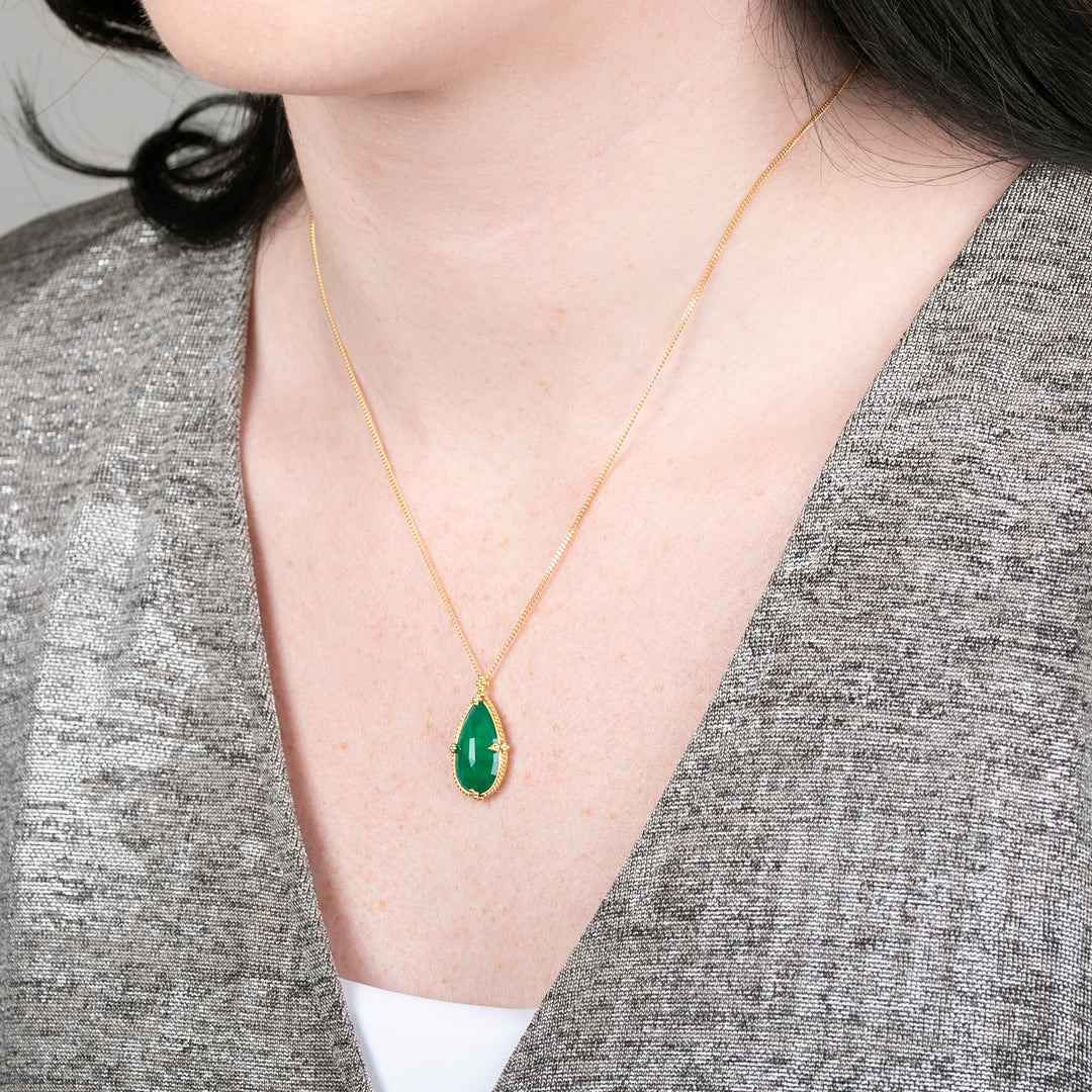 Emerald Teardrop Pendant Necklace