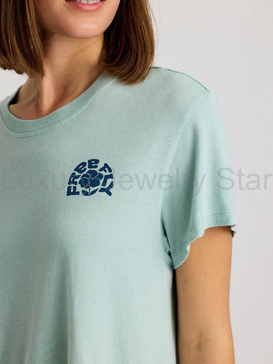 Women's Poppy Tee - Heather Ocean Mist - image 2