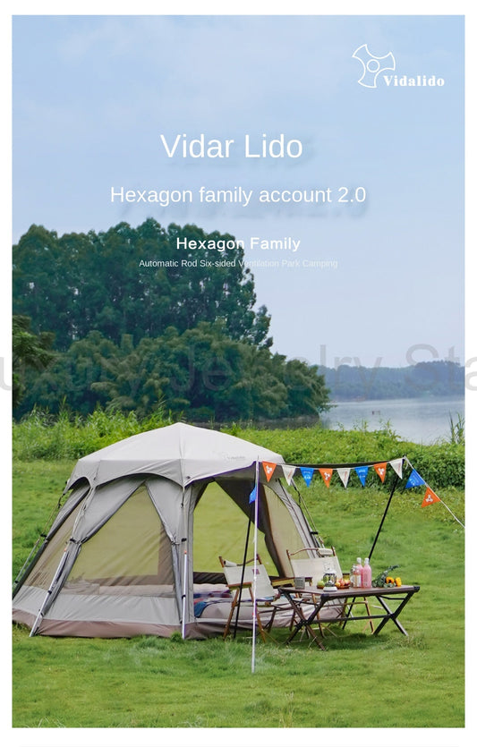 Vidalido Hexagonal Automatic Family Dome Style Tent Portable Lightweight Folding for 4-6 - image 2