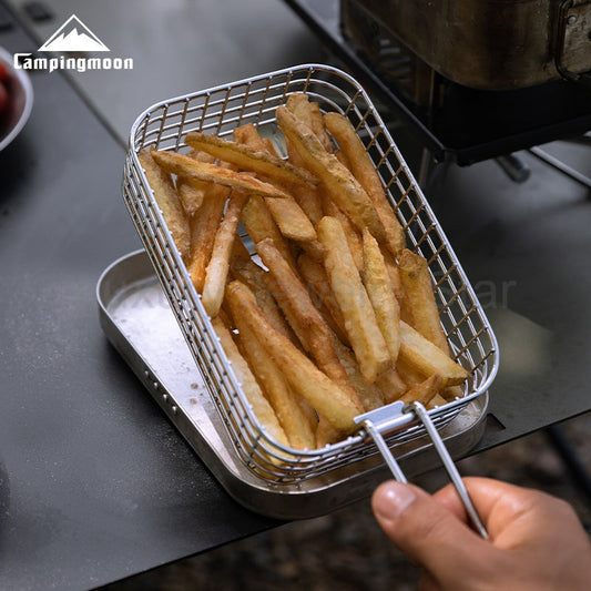 Campingmoon S-1218 Stainless Steel Frying Basket Portable Lightweight Mesh Strainer Deep - image 2