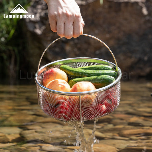 Campingmoon CC-22 Stainless Steel Drain Basket Portable Lightweight Round Mesh Net - image 2