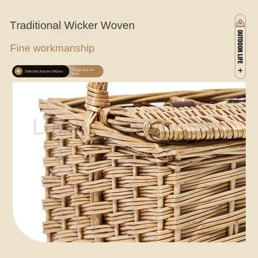 Mobi Garden 15L Woven Picnic Basket Portable Lightweight Wicker Storage Box Outdoor - image 2