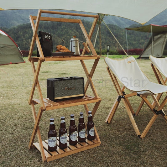 Mobi Garden Multi-Function Folding Table Portable Lightweight Solid Wood Storage Table - image 2