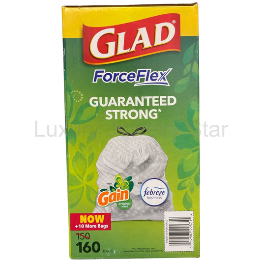 Glad ForceFlex 13-Gal Kitchen Trash Bags, Gain Original Scent + Febreze, 160ct - image 2