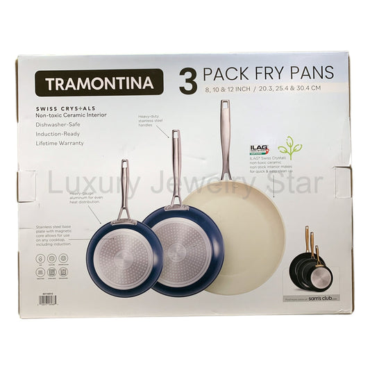 Tramontina 3-Pack Fry Pans, 8" 10" and 12", Cold-Forged with Ceramic Interior - image 2