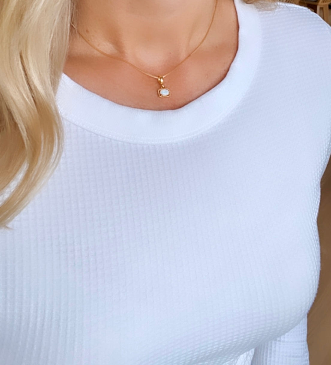 Opal Charm Necklace October Birthstone Jewelry Dainty Opal Necklace Gold Filled Opal Pendant Box Chain Christmas Gift Bridal Party Jewelry