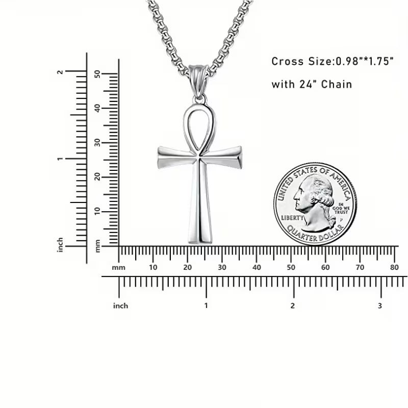 Ankh Solid Steel Pendant Necklace