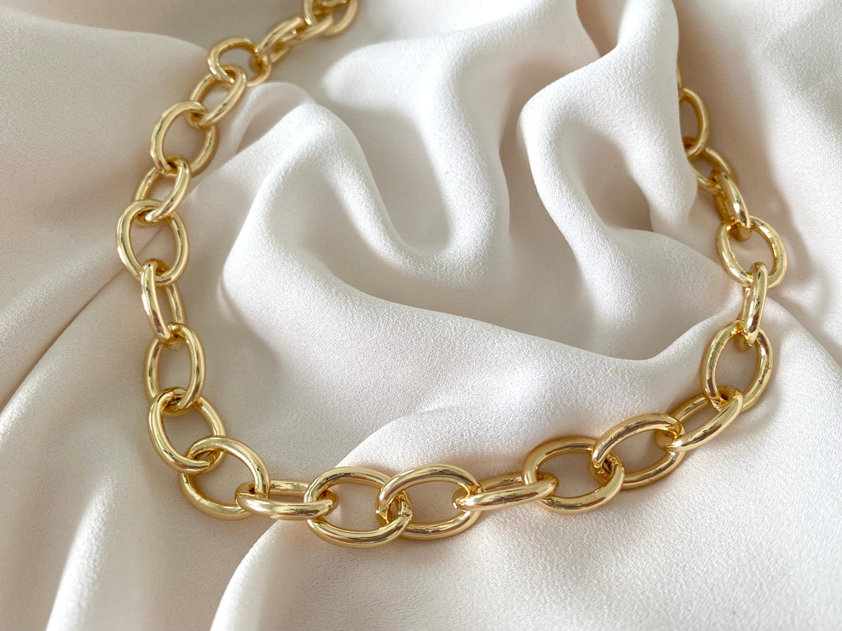 Gold Filled Chunky Oval Link Chain Necklace - Statement Necklace