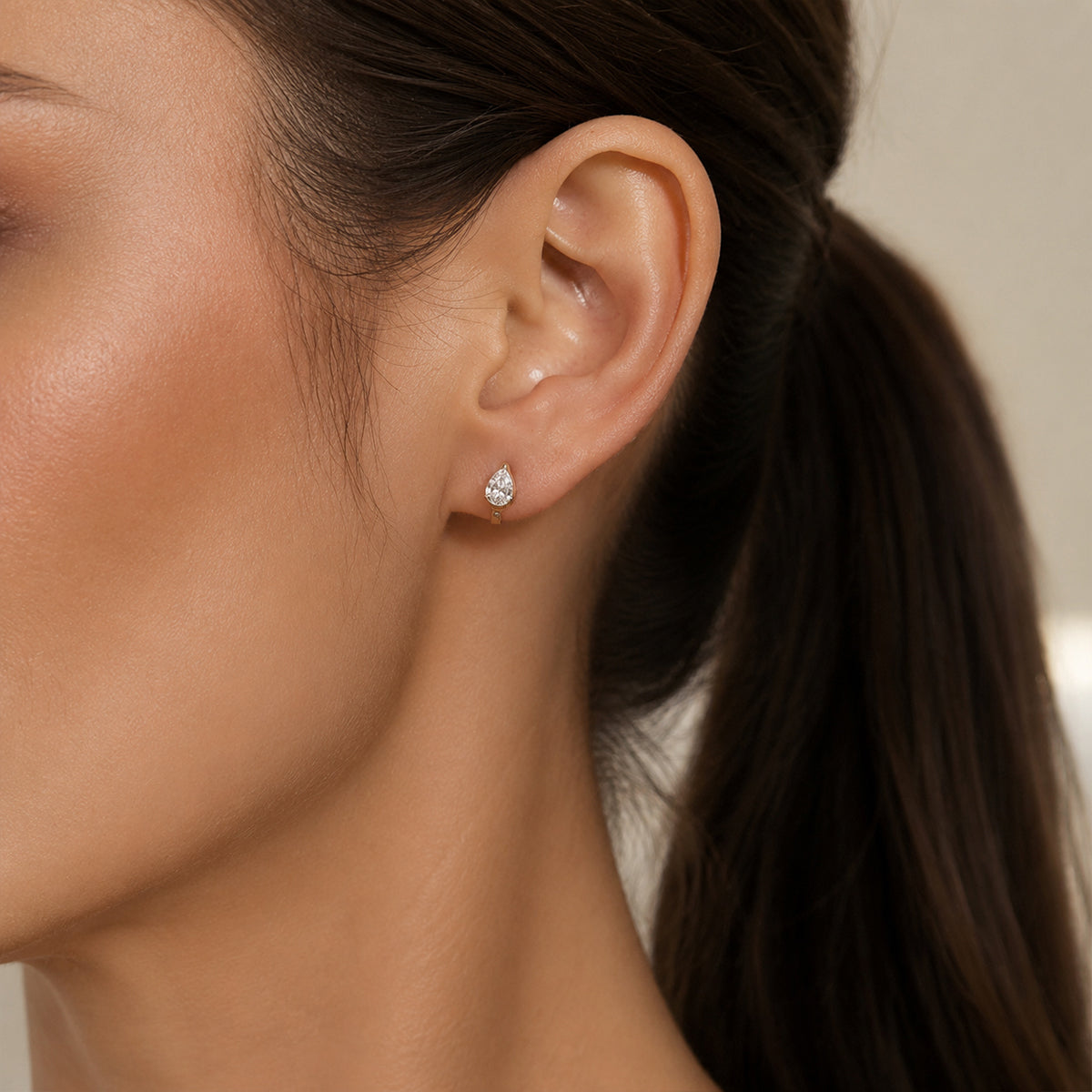Emerald+Pear cut Lab grown Diamonds Hoop Earrings Set