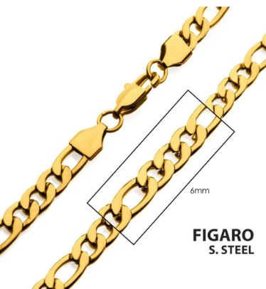 18K Gold IP Figaro Chain
