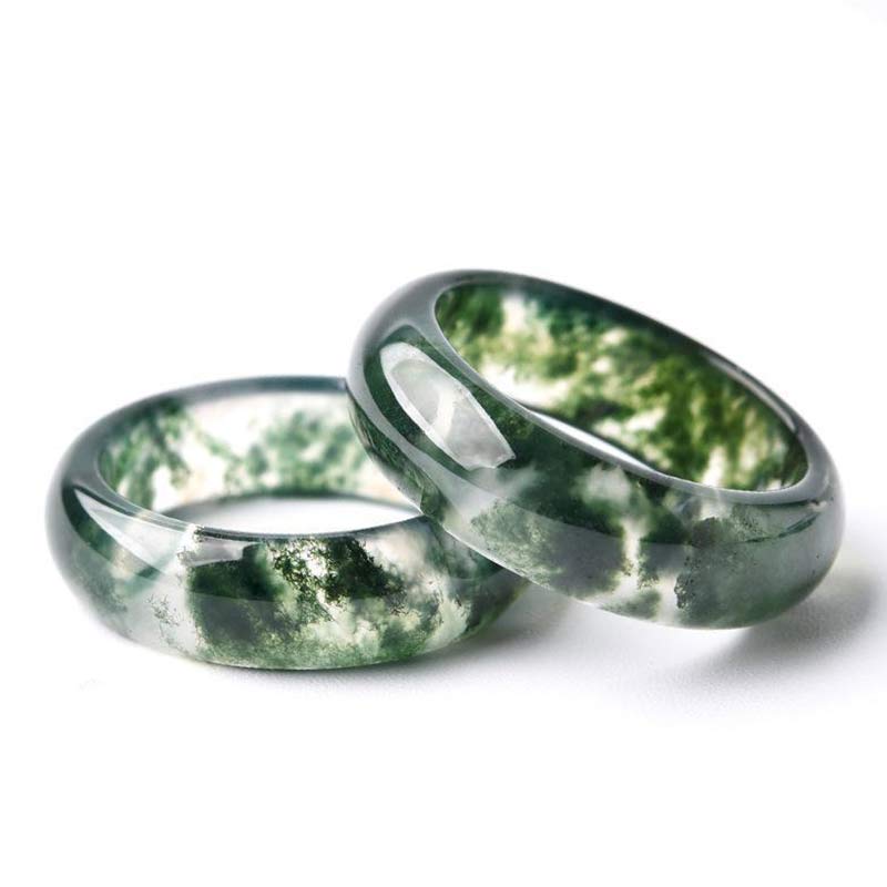 Fortune Jewel Moss Agate Healing Balance Ring