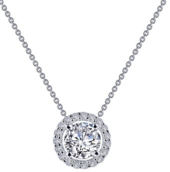 SS Lafonn LaSSaire Round Halo Necklace