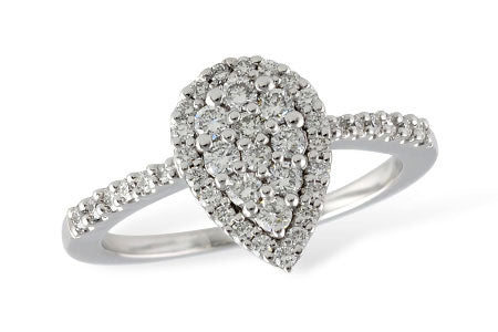 14KW Pear-Shape Cluster Diamond Engagement Ring