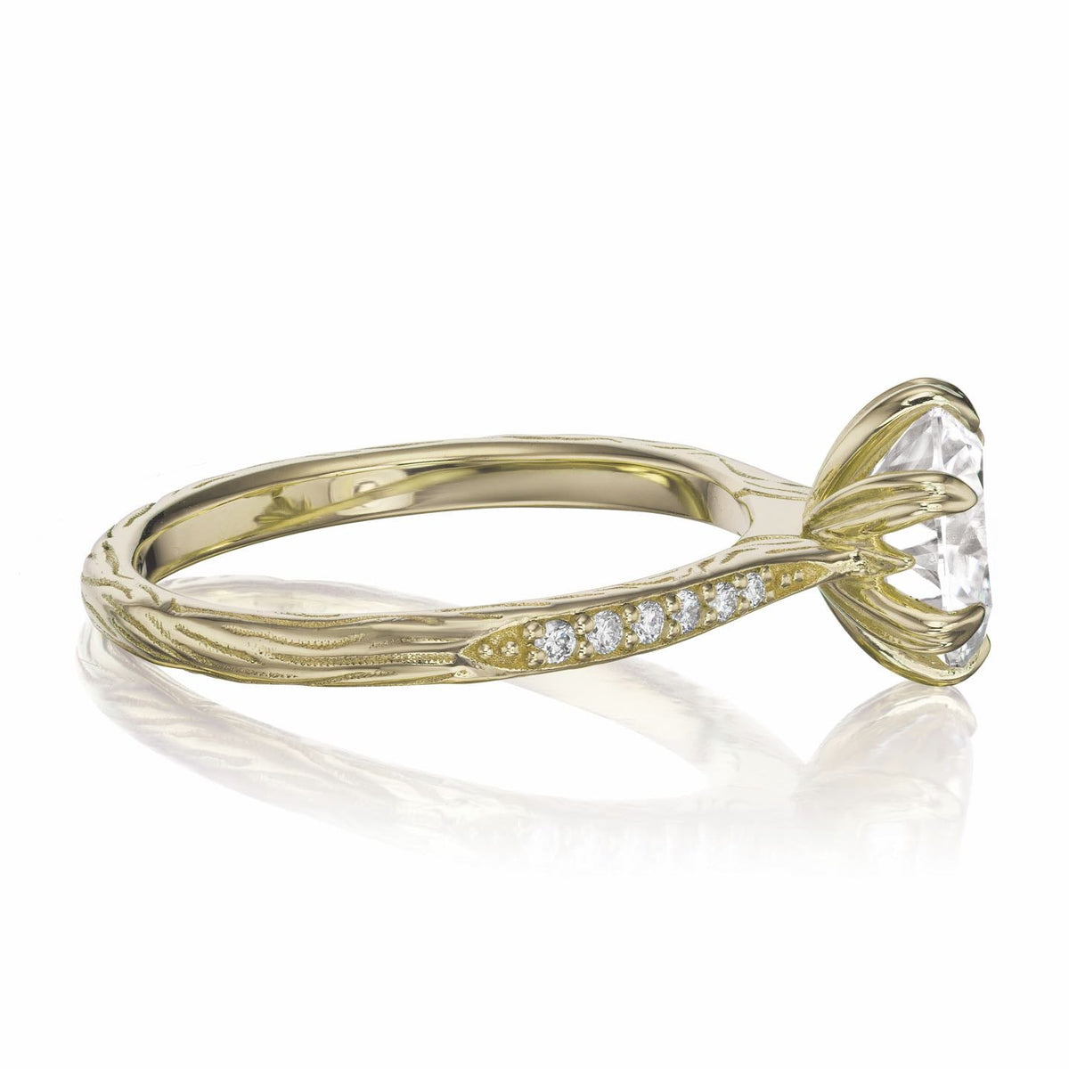 ・CAMILLE・Lab-Grown Diamond Center, Twig Textured Diamond Band (2ct Center)