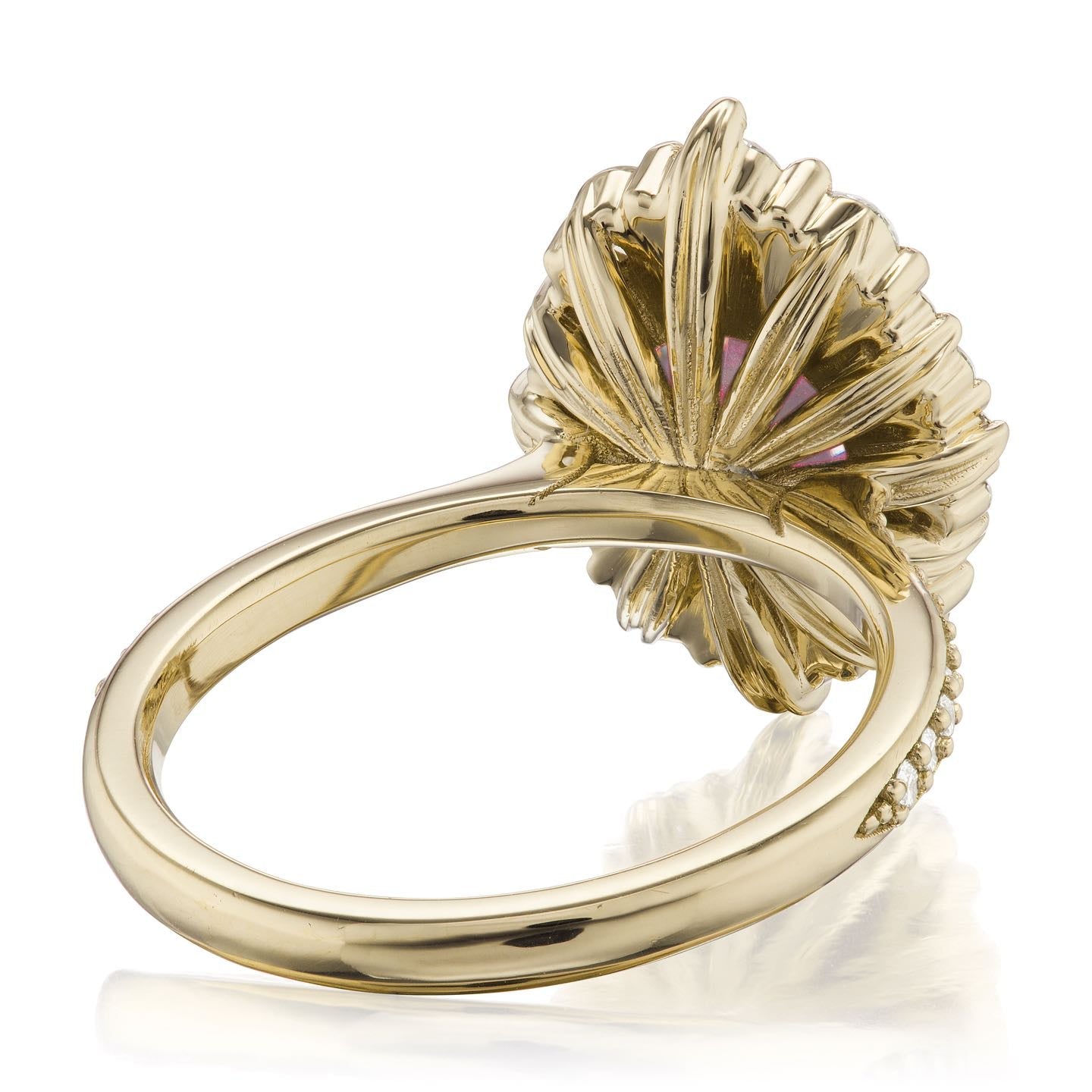 ・EMERSON・Peach Sapphire Center, Diamond Halo (3.36ctw)