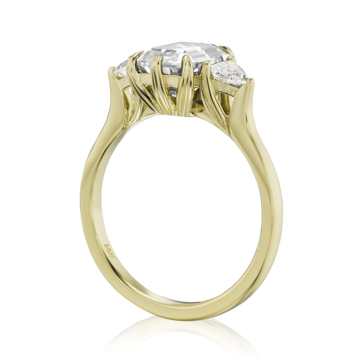 ・AVERY・Emerald Cut Moissanite Center, Trillion Diamonds (2.17ctw)