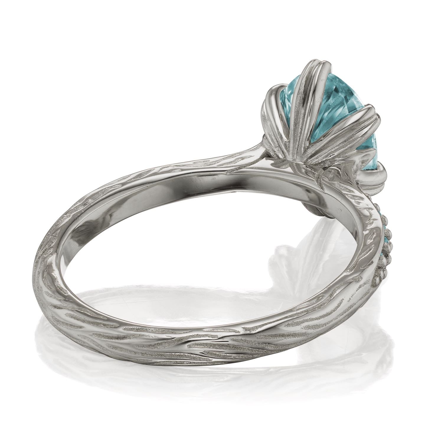・LAYLA・Oval Aqua-Teal Iconic™ Moissanite, Twig Textured Diamond Band (1.5ct Center)