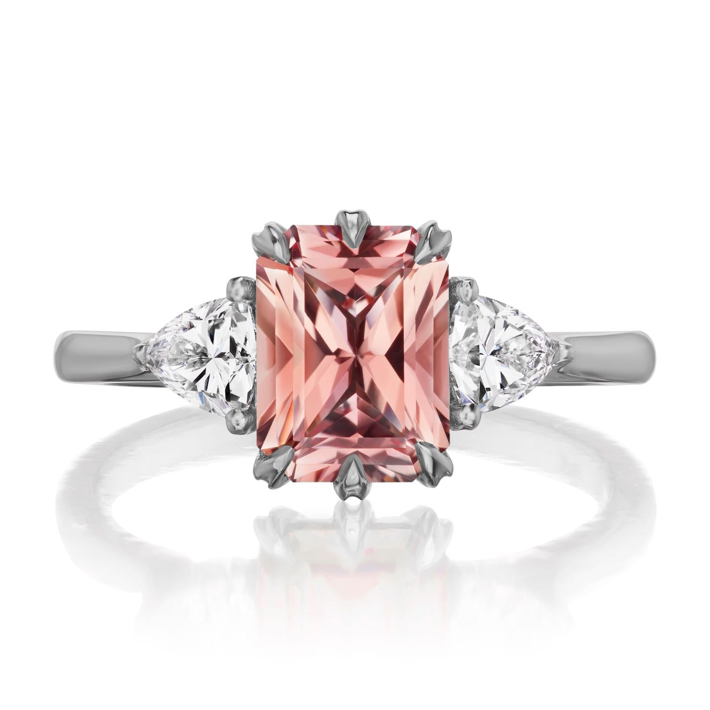 ・AVERY・Radiant Peach Sapphire Center, Trillion Diamonds (2.32ctw)