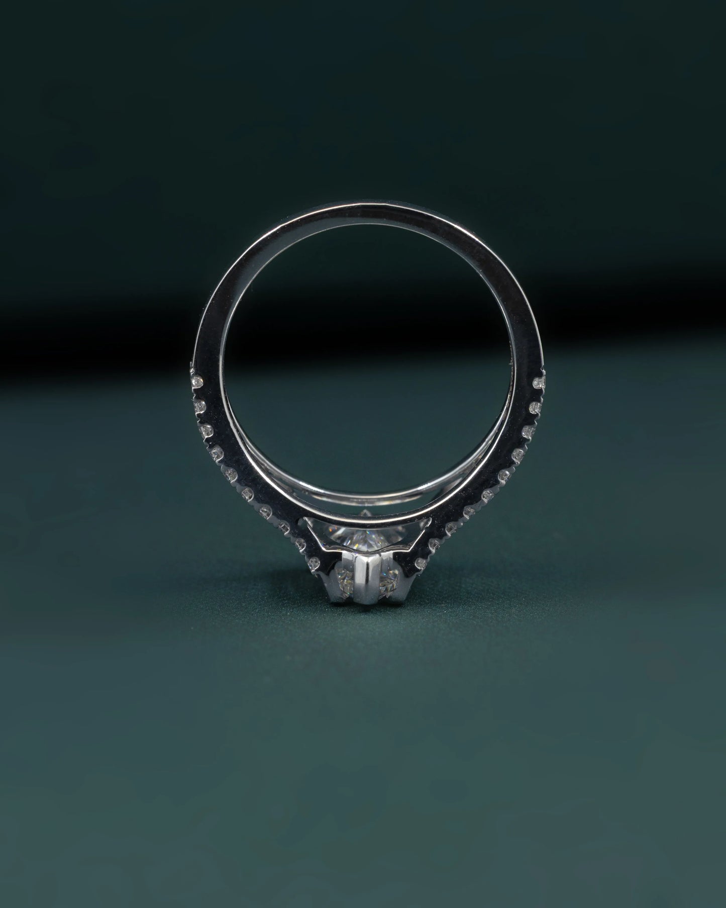 2.35 CTW Pear Cut Pavé Split Shank Lab-Grown Diamond Engagement Ring