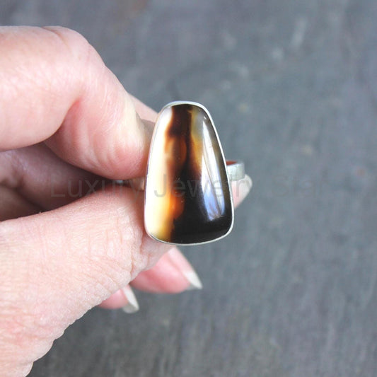Montana Agate Statement Ring Size 13 | PNW Gemstone | Handmade Sterling Silver - image 2