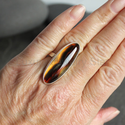 Montana Agate Statement Ring Size 8 | PNW Gemstone | Handmade Sterling Silver - image 2