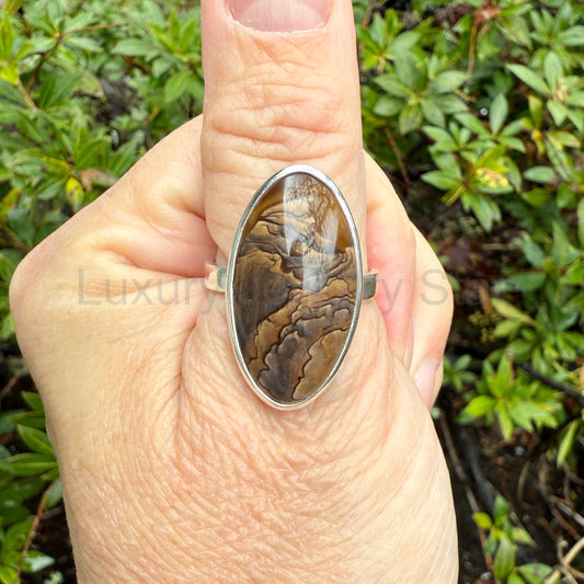 Oregon Biggs Picture Jasper Statement Ring Size 11.75 | PNW Gemstone | Handmade Sterling - image 2