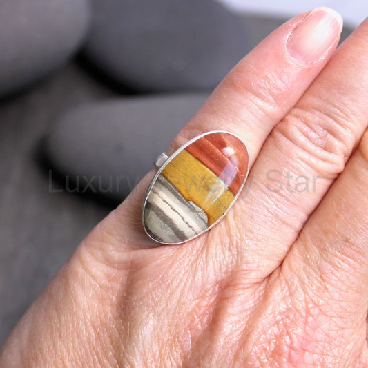 Polychrome Jasper Statement Ring Size 4.25 | PNW Gemstone | Handmade Sterling Silver - image 2
