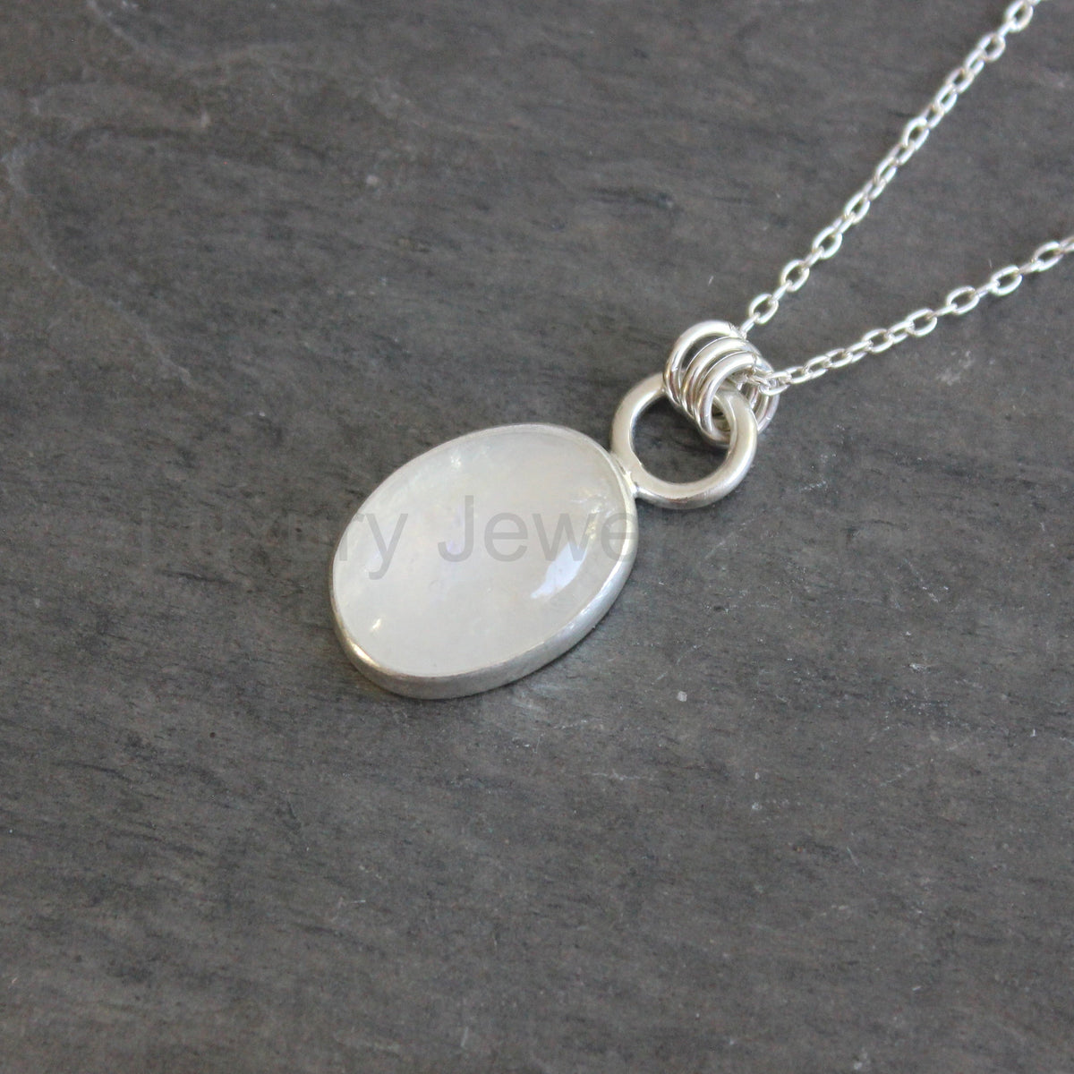Rainbow Moonstone Oval Pendant Necklace | June Birthstone Handmade Jewelry - image 8