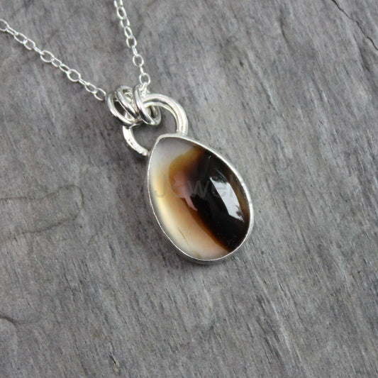 Small Teardrop Montana Agate Pendant Necklace | Handcrafted Sterling Silver Jewelry - image 2