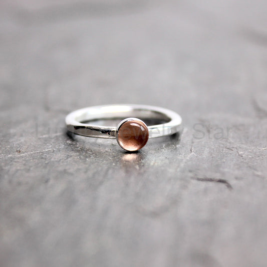 Sterling Silver Oregon Sunstone Stacking Ring | Dainty Peachy Pink Ring | PNW Gemstone - image 2