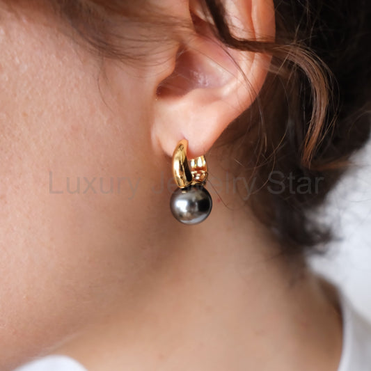 Gray Pearl Earrings - image 2