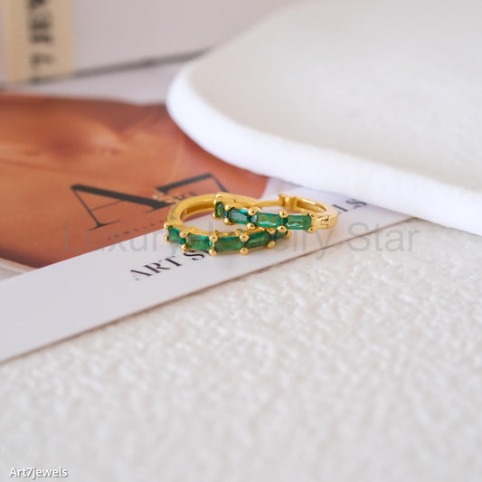 Huggie Green Earrings - image 2