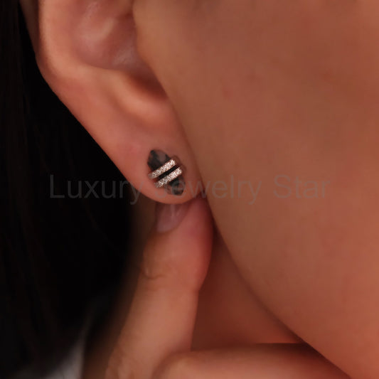 Moss Agate Stud Earrings - image 2