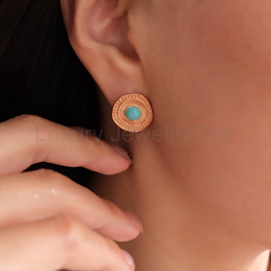 Turquoise Stud Earrings - image 2