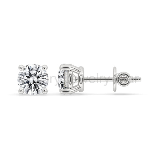 925 Silver Earrings - 5 MM Round Moissanite - image 2