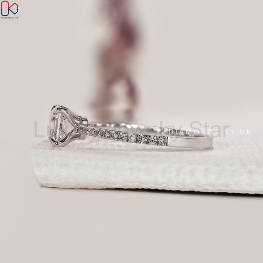 Asscher Diamond Ring With Pave Setting - image 2