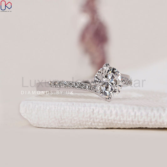 Bypass Ring - Round Cut Diamond - image 2