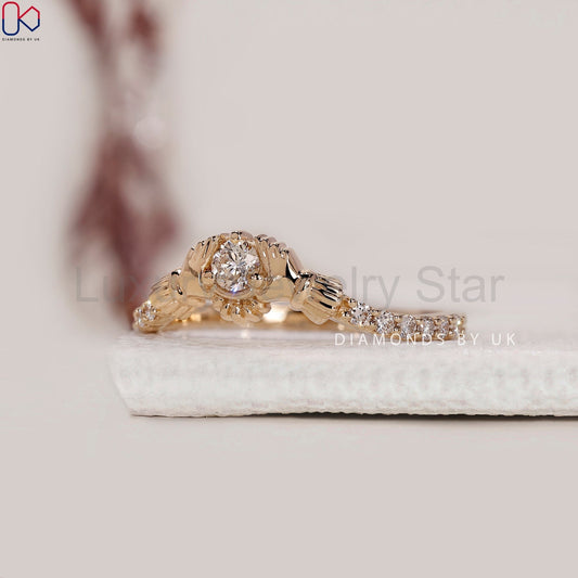 Claddagh Engagement Ring With Round Diamond - image 2