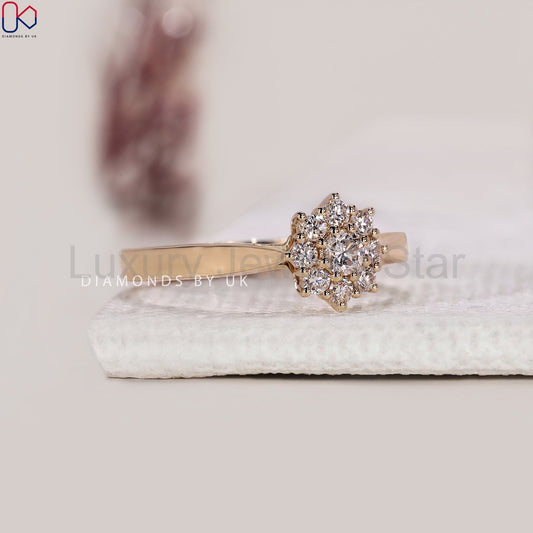 Cluster Diamond Ring In Yellow Gold - image 2