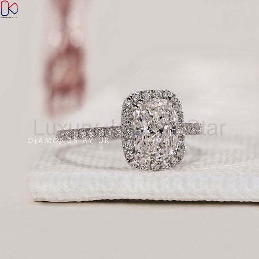 Elongated Cushion Cut Diamond Ring In White Gold - image 2