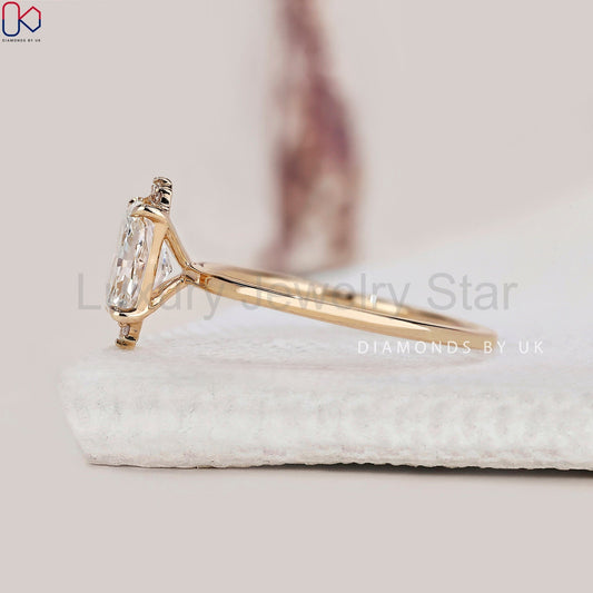 Elongated Radiant Cut Diamond Ring In Yellow Gold - image 2