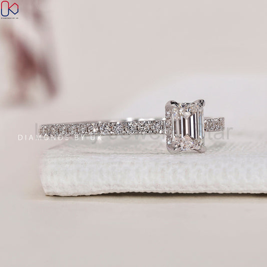 Emerald Cut Engagement Ring - Hidden Halo - image 2