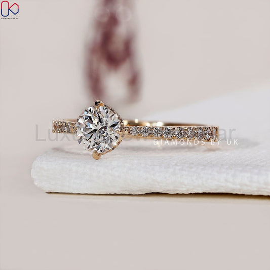 Hidden Halo Engagement Ring - Round Diamond - image 2