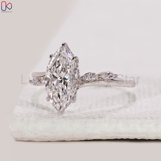 Hidden Halo Marquise Cut Engagement Ring - image 2