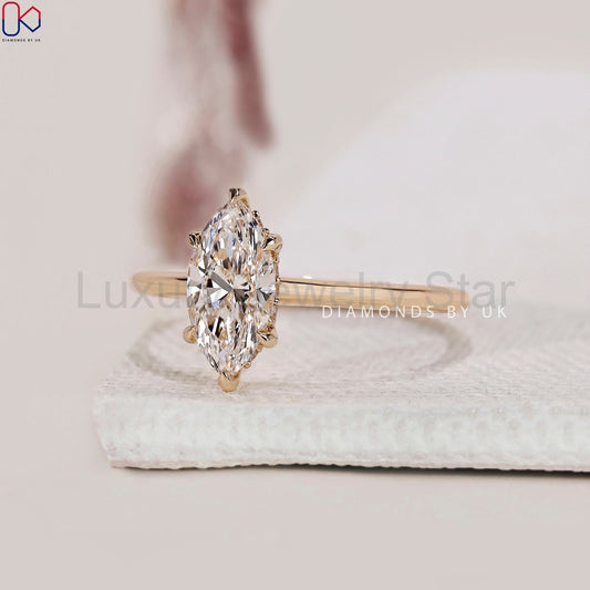 Marquise Cut Diamond Ring In Hidden Halo Setting - image 2