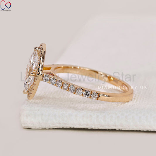 Marquise Diamond Engagement Ring With Halo Setting - image 2
